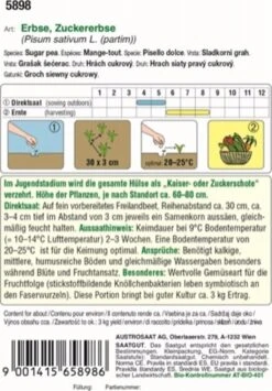 Pisello Dolce "Norli" Bio -Giardino Perfetto austrosaat pisello dolce norli bio 1 paket 1655798 it