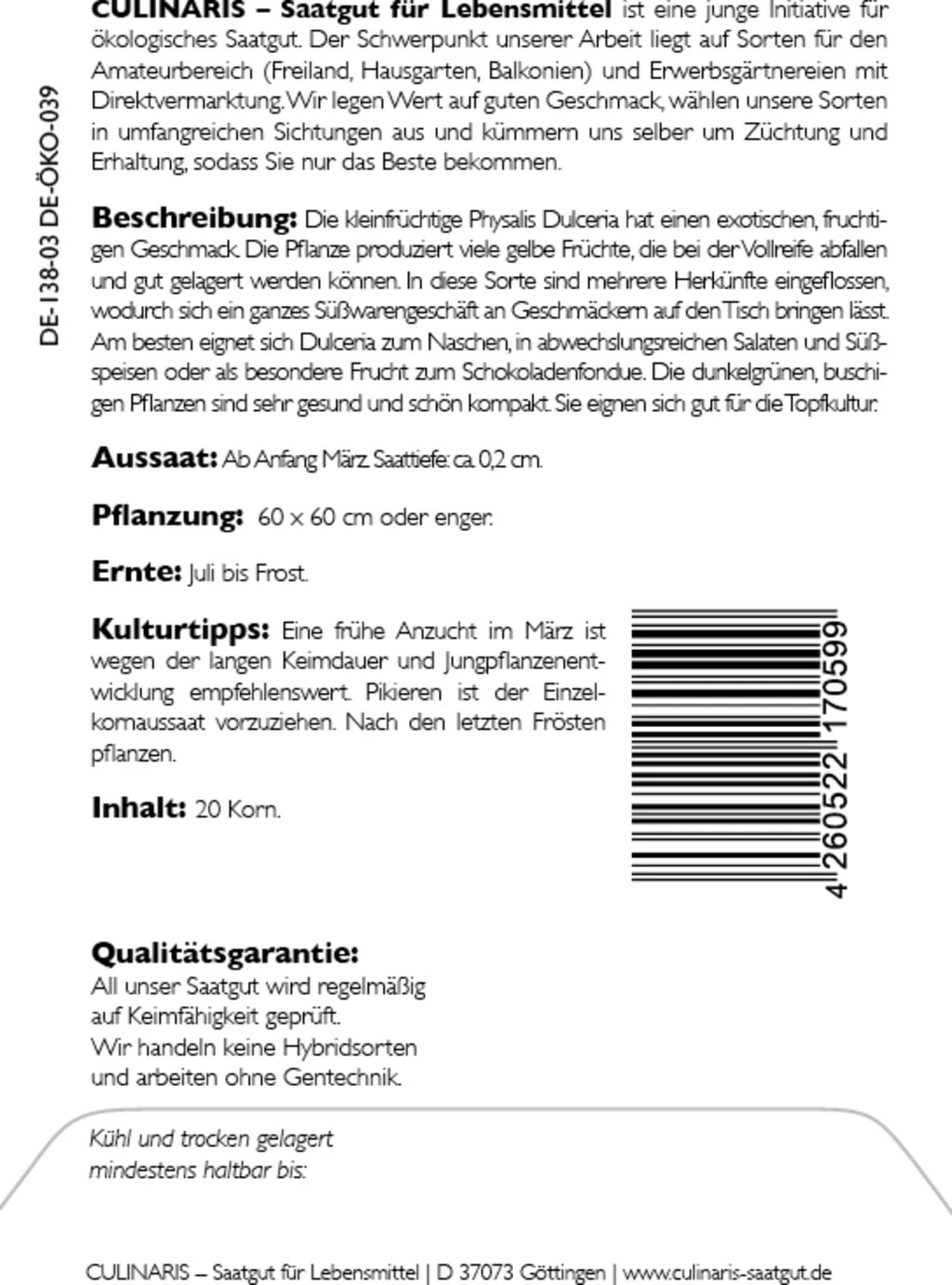 Physalis Pruinosa Bio - Dulceria 4 Physalis Pruinosa Bio - Dulceria - immagine 2