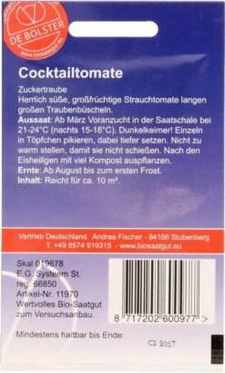 Pomodoro "Sugar Grape", 0,30 G -Giardino Perfetto de bolster pomodoro sugar grape 030 g 1650204 it